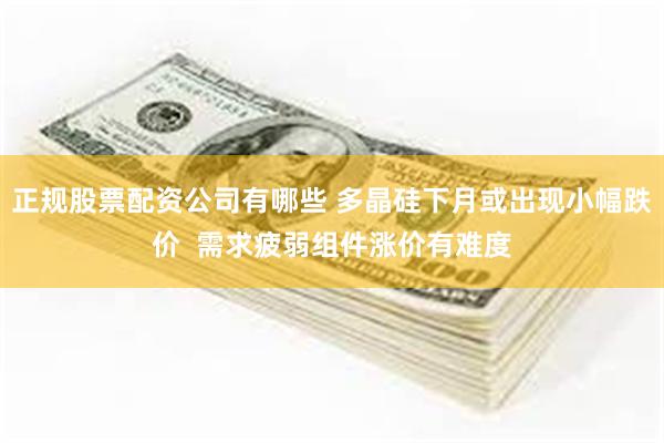 正规股票配资公司有哪些 多晶硅下月或出现小幅跌价  需求疲弱组件涨价有难度